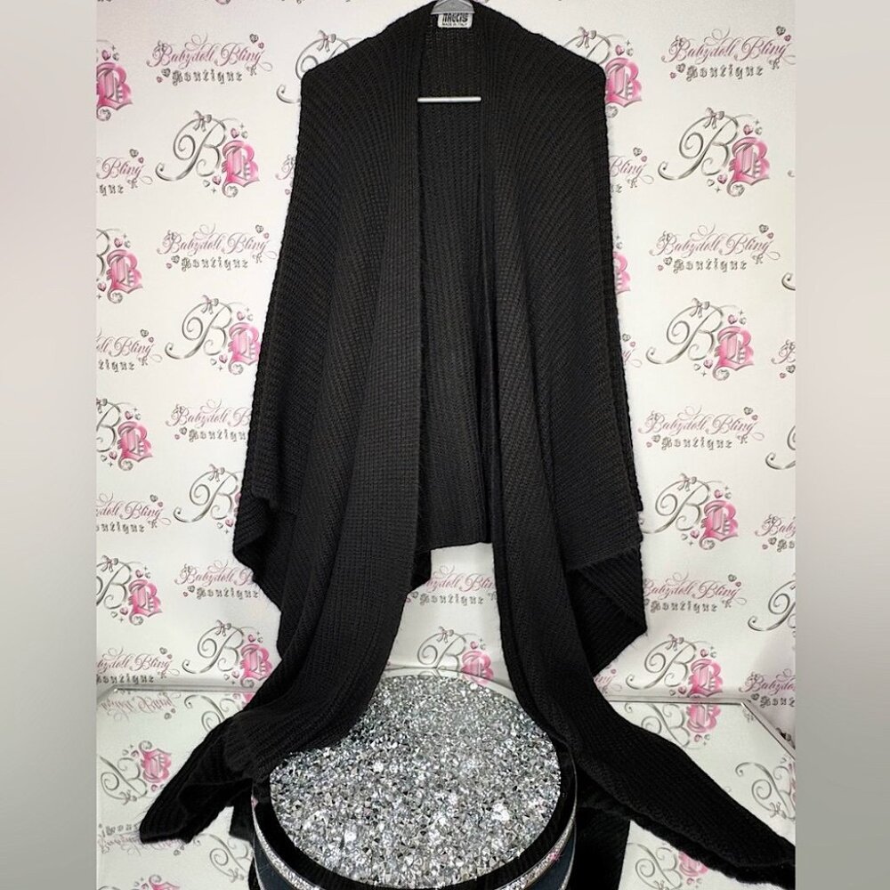 Italicise cardigan made in Italy wool Elegant Black Sweater waterfall warm cozy